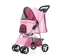 Portable Dog and Cat Stroller for Small to Medium Pets, One-Hand Folding Design, 360-Degree Swivel Front Wheel, Large Storage Basket for Convenient Travel