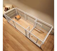 Portable Dog Fence, Carbon Steel Playpen with Automatic Locking Door Design for Large, Medium & Small Dogs, Easy to Assemble