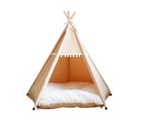 Portable Dog House, Stylish Pet Teepee Tent, with Removable Cushion,for Cats Dogs Rabbits(Brown,Medium)