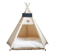 Portable Dog House, Stylish Pet Teepee Tent, with Removable Cushion,for Cats Dogs Rabbits(Off-white,Medium)