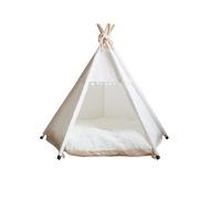 Portable Dog House, Stylish Pet Teepee Tent, with Removable Cushion,for Cats Dogs Rabbits(White,Large)