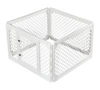 Portable Dog Playpen - 4 Panel BPA-Free Enclosure with Lockable Plastic Door for Small/Medium Dogs - Indoor/Outdoor Use, Secure, Durable & Easy Setup Puppy Playpen (White)