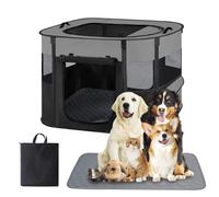 Portable Dog Playpen,Foldable Dog Cat Kennel Tent Cage,Dog Cat Rabbit Crates for Travel Water-Resistant Breathable Shade Cover,Indoor Outdoor Travel Camping Use for Small Puppy Pet Grey L