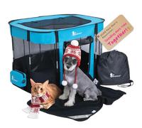 Portable Dog Playpen Medium - Cat Playpen for Indoor Cats Enclosed - Foldable Collapsible Fabric Pen - Travel Puppy Kitten Crate Kennel - Indoor Outdoor popup Tent for Pets Small Dogs Puppies Kittens