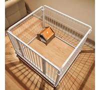 Portable Dog Playpen with Automatic Locking Door, Carbon Steel Construction for Secure Outdoor and Indoor Use, Easy Assembly for Pet Safety