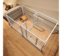 Portable Dog Playpen with Automatic Locking Door - Durable Carbon Steel for Secure Indoor and Outdoor Use - Easy Setup for Pet Safety