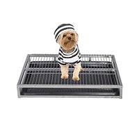 Portable Dog Potty Trainer - Indoor/Outdoor Pet Litter Box for Easy Housebreaking, Floor Protection & Dry Paws, 54x37x8cm, Silver - Ideal for Puppies & Small Dogs