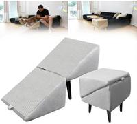 Portable Dog Ramp For Bed And Couch, 2-in-1 Foldable Wooden Dog Steps Ottoman Step Stool, Travel Stairs For Dogs, Non-Slip Foot Rest For Small Medium Cat, Steady Dogs Steps(Gray)