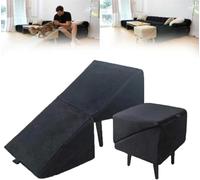 Portable Dog Ramp For Bed And Couch, 2-in-1 Foldable Wooden Dog Steps Ottoman Step Stool, Travel Stairs For Dogs, Non-Slip Foot Rest For Small Medium Cat, Steady Dogs Steps(Black)