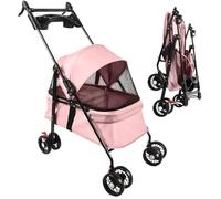 Portable Dog Stroller for Small Dogs with Adjustable Canopy Universal 2-Wheel Design Steel Frame - Pink 50x70x95 cm Pet Travel Cart for Comfortable Walks