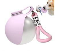 Portable Dog Water Bottle, 2-in-1 Stainless Steel & Silicone Travel Dog Water Bottle with Foldable Bowl, Leak-Proof 285ml for Walks Hiking Travel - Pink