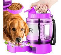 Portable Dog Water Bottle Bowl - 77 oz Travel Water Bowl Dispenser for Dogs Leak Proof, Suitable for Large Pet Drinking, A Must Have for Outdoor, Camping, Walking, Beach, Hunting Other Scenes （Purple）