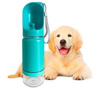 Portable Dog Water Bottle with Feeder, Portable Pet Drinker and Feeder - 2 in 1 Pet Bottle, 350 ml Water and 100 g Food, Stainless Steel and BPA Free (Green)