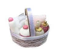 Portable Dollhouses Home Fashion Accessory Bathroom Basket With Sturdy Fabric And Soap 1 12 Scale Model Basket Decoration