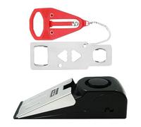 Portable Door Lock with 120dB Alarm, Heavy Duty Adjustable Door Jammer Stopper and Security Brace for Travel, Hotel and Home Apartment Use (Red) (Red)