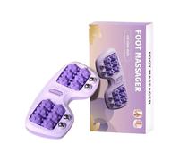 Portable Double Foot Massage Roller (Cat Paw Design) - 3 Massage Techniques for Plantar Fasciitis Pain Relief, Tight Muscles & Circulation, Reflexology Tool for Home, Office, Travel (Purple)