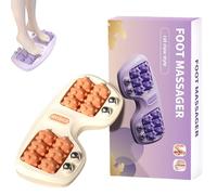 Portable Double Foot Massage Roller, Dual Feet Massager Roller, Three Massage Techniques with Acupressure Nodes, Stress and Fatigue Relief, for Home & Office (Orange)