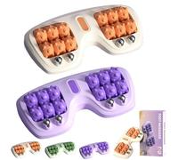 Portable Double Foot Massage Roller, Three Massage Techniques, Tight Muscles & Sore Feet, Dual Foots Acupressure Tools (Purple+Orange,2 Pcs)