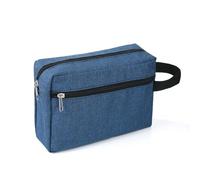 Portable Double Layer Female And Male Cosmetic Bag Multi Function Digital Bag Cloth Travel Storage Bag Toiletry Bag Women Clutch Wallet Zipper Purse (Dark Blue, One Size)