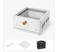 Portable Drawer-Type Charcoal Grill - Tabletop Barbecue Grill with Removable Ash Tray for Outdoor Camping, Backyard Picnics, Indoor Family Gatherings & Small Patio Parties(White3)