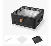 Portable Drawer-Type Charcoal Grill - Tabletop Barbecue Grill with Removable Ash Tray for Outdoor Camping, Backyard Picnics, Indoor Family Gatherings & Small Patio Parties(Black2)