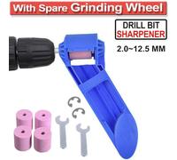 Portable Drill Bit Sharpener with Wear-Resistant Brown Corundum Grinding Wheel for Iron Drill Bits, 185 x 40 mm, ABS Construction, Includes 4 Millstones & 2 Wrenches