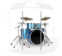 Portable Drum Shield | 3 Panels 2ft x 5ft w/Deflectors | Converts to 2ft x 6ft | Factory-Installed Full-Length Stainless Steel Hinges | Acrylic Drum Sound Barrier | drum cage | Home & Church Use