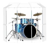 Portable Drum Shield | 5 Panels 2ft x 5ft w/Deflectors | Converts to 2ft x 6ft | Factory-Installed Full-Length Stainless Steel Hinges | Acrylic drum Sound Barrier (5 Panels w/Deflectors)