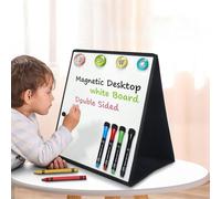Portable Dry Erase Board - Two-Way Writable Panel, Standing Magnetic Frame, Compact Folding Structure, Class-Ready Notation Display | Clear Marker Visibility For Classroom Desk Home workspaces Schedul