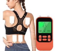 Portable Dual Channel TENS Unit Muscle Stimulator, 30 Modes Compact Muscle Stimulator for Pain Relief with 8 Pads, Rechargeable Electronic Pulse Massager for Back, Shoulder, Arm (Orange)