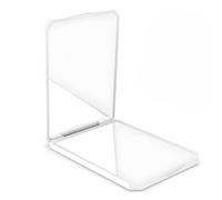 Portable Dual-Sided Vanity Mirror with 1x & 10x Magnification - Compact Folding Standing Design for Makeup, Grooming, Travel, Home, Office and Desk Use, Sleek White Frame with Smooth Hinge and Sturdy