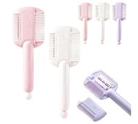 Portable Dual-Use Hair Trimming Comb, 2-In-1 Hair Trimming And Thinning Comb With Fine And Wide Teeth, Compact Split End Trimmer & Detangler Brush For Bangs, Layering, Travel Touch-Ups (Pink+White)