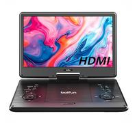 Portable DVD Player 15.7" with 14.1" Large HD Screen, HDMI Input, 5 Hours Rechargeable Battery, Support TV Sync, USB, SD Card and Multiple