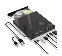 Portable DVD Player, 7 In 1 External Optical Drive for Laptop PC USB 3.0 Type-C DVD CD-RW Player Portable Burner
