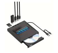 Portable DVD Player, USB 3.0 External CD DVD Drive, Type C Portable CD/DVD+/-RW Drive/DVD Player Hub