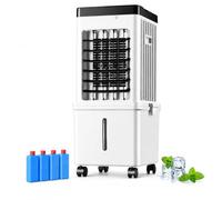 Portable Eative Air Cooler, 15L Tank w/ 4 Ice Pac, Remote & Touch Control, 3 Speeds, 90 Oscillat, 15H Timer for Bedroom Office Home Cooling