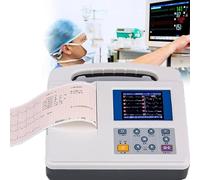Portable ECG Machine, ECG EKG Patient Monitor, 12-Lead 3-Channel Color LCD Digital Machine Electrocardiograph Heart Monitor, with Printing Paper, for Intensive Care and Home Use