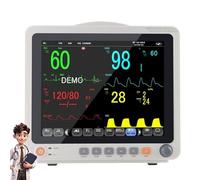 Portable ECG Monitor, 12-Inch Touch-Screen Vital Signs Machine Multi-Parameter Patient Monitor, ECG/PR/NIBP/SPO2/ RESP/Temp