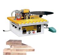 Portable Edge Banding Machine for Woodworking, Microcomputer Temperature Control for Curved & Straight Edges, Automatic Tape Breaking, Extended Version with Base