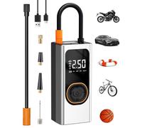 Portable Electric Air Pump 6000 mAh, 150 PSI Battery Compressor, Mini Tyre Pump with Digital Pressure Gauge, LED Light, USB Power Bank for Car, Motorcycle, Bicycle, Ball