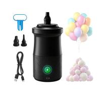 Portable Electric Balloon Pump, 2 in 1 Balloon Inflator Electric 2000mAh Inflate & Deflate with Long and Short Nozzles for Birthday Party Wedding Christmas Decorations (Black)