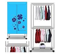Portable Electric Clothes Airer Dryer with mute wheel 1000W, Mute Heated Dryer, Household Large Capacity Folding Laundry Drying Rack(Blue and Red)