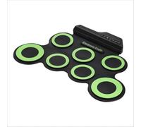 Portable Electric Drum Set Roll Up Silicone Kit with Pedals for Kids Beginners Quiet Practice Pad Musical Instrument Toy Black(Green)