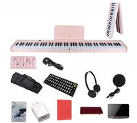 Portable Electric Folding Piano Keyboard, 88 Keys with Bluetooth, USB/MIDI, Rechargeable, Built-in Dual Speakers - Ideal for Beginners and Adults