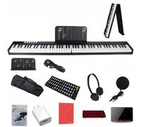 Portable Electric Folding Piano Keyboard, 88 Keys with Bluetooth, USB/MIDI, Rechargeable, Built-in Dual Speakers - Ideal for Beginners and Adults