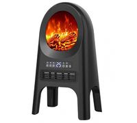 Portable Electric Heater with Realistic Flame Effect, 2000W PTC Heating Element, 61cm Height and Overheat/Tip-Over Protection, for Indoor Home and Office Use