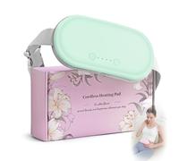 Portable Electric Heating Pad for Period Cramps, Rechargeable Menstrual Heating Pads with 4 Heat Levels and 4 Vibrating Modes for Women Stomach Pain Relief-Green