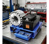 Portable Electric Hydraulic Hose Crimper Tool with 8 Dies - High Pressure Crimping Machine for AC Lines, Fuel Lines, Automotive & Plumbing - 95-Ton Force