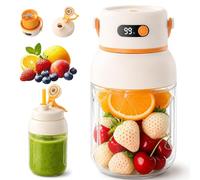 Portable Electric Juicer Cup,2026 Upgrade Portable Wireless Juicer Cup, 2-in-1 Dual Lid Design, Smart Digital Display, USB Charging, for Home, Travel (1200ML)