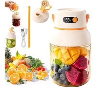 Portable Electric Juicer Cup, USB-C Rechargeable Personal Blender, Digital Display Travel Juicer Bottle with Dual Leakproof Lids and Straw, For Smoothies, Shakes and Outdoor Drink Making (40Oz/1200ml)